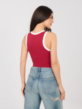 Top corto rosso in cotone senza maniche