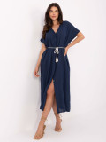 Abito estivo oversize blu con cintura e tasche