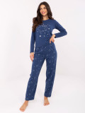 Ženska pidžama s dugim rukavima u tamnoplavoj boji