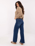 Jeans dritti da donna blu scuro a vita alta