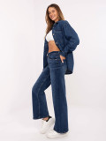 Jeans donna a gamba larga e vita alta – blu scuro