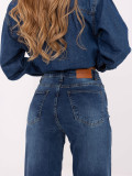 Jeans donna a gamba larga e vita alta – blu scuro