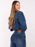 Jeans donna a gamba larga e vita alta – blu scuro