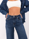 Jeans donna a gamba larga e vita alta – blu scuro