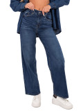 Jeans donna a gamba larga e vita alta – blu scuro