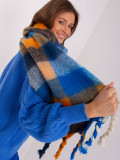 Elegante sciarpa blu con frange