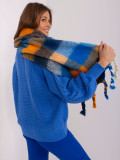 Elegante sciarpa blu con frange