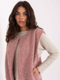 Gilet rosa scuro lavorato a maglia con tasche