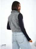 Gilet da donna in eco-pelliccia grigio scuro
