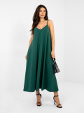Abito maxi estivo verde scuro con spalline regolabili