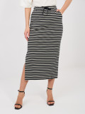 Gonna midi nera a righe con tasche