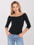 Blusa nera in cotone con spalle scoperte