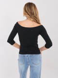 Blusa nera in cotone con spalle scoperte