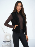 Gilet da donna in eco-pelliccia nero