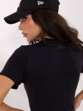 Blusa nera liscia a manica corta