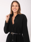 Abito camicia midi nero con cintura