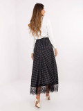 Gonna midi nera a pois con pizzo