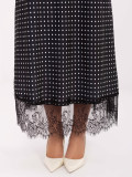 Gonna midi nera a pois con pizzo
