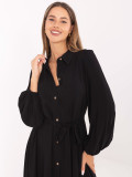 Elegantna crna midi haljina s dugim rukavima