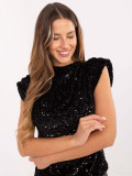 Elegantna crna bluza s aplikacijom i šljokicama
