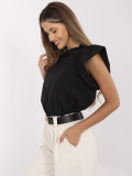 Elegante blusa nera con volant