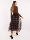 Gonna elegante in tulle nero con motivo a quadri, midi