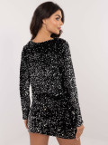 Elegante cardigan nero con paillettes e fodera