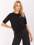 Elegante maglione nero con maniche corte