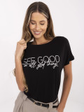 T-shirt nera stilosa con scritte