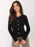 Maglione nero elegante con pizzo e bottoni