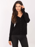 Elegante maglione nero con scollo a V