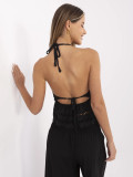 Top nero boho con motivo in pizzo