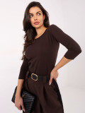 Blusa marrone in cotone con maniche 3/4