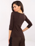 Blusa marrone in cotone con maniche 3/4