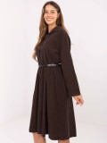 Abito camicia midi marrone con cintura