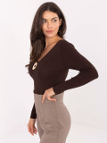 Elegante maglione marrone con scollo a V