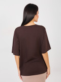 T-shirt donna marrone in cotone a manica corta