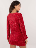 Cardigan corto elegante rosso con paillettes e fodera