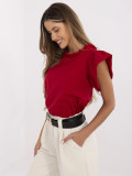 Elegante blusa rossa con volant