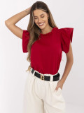Elegante blusa rossa con volant