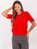 Maglione rosso elegante con applicazione