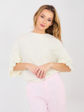 Ecru pulover s 3/4 rukavima i volanom