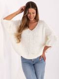 Elegante pullover ecru con maniche 3/4