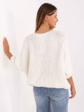 Elegante pullover ecru con maniche 3/4