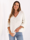 Elegante pullover ecru con maniche 3/4