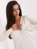 Elegantni ecru pulover s V-izrezom