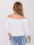 Blusa bianca in cotone con spalle scoperte