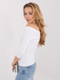 Blusa bianca in cotone con spalle scoperte