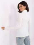 Blusa dolcevita in cotone a costine ecru