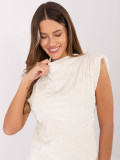 Blusa elegante con applicazione e paillettes, ecru